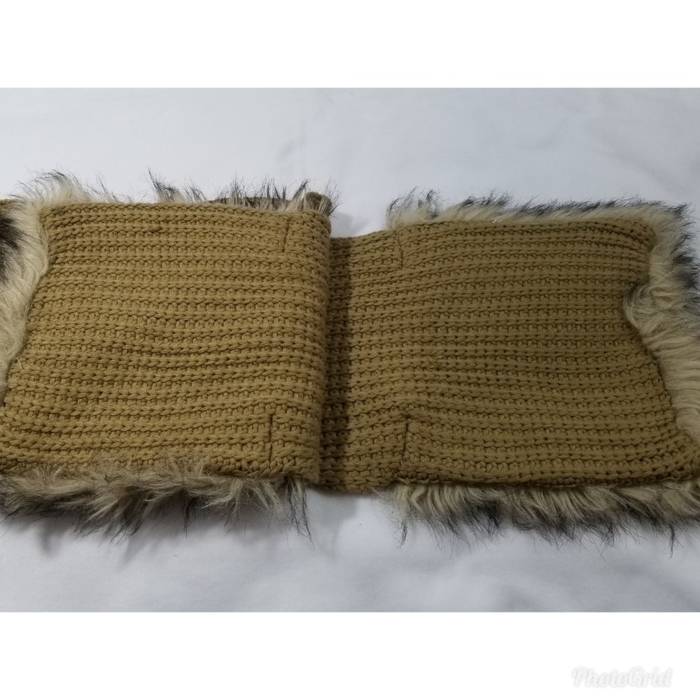 Michael Kors Brown Knit Scarf Faux Fur Pockets - Picture 6 of 7